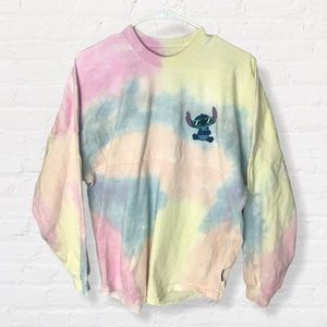 Disney RARE Lilo & Stitch Ohana Means Family Pastel Rainbow TieDye Spirit Jersey